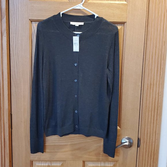 LOFT Sweaters - LOFT Charcoal Gray Thin Cardigan Size Medium